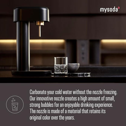 Mysoda Ruby 2 Sparkling Water Maker - Soda Streaming Machine Silent Carbonated Water Machine Robust Long-Lasting Aluminium Soda Maker 1L Water Bottle Without CO2 Cylinder - Black Silver Soda Machine