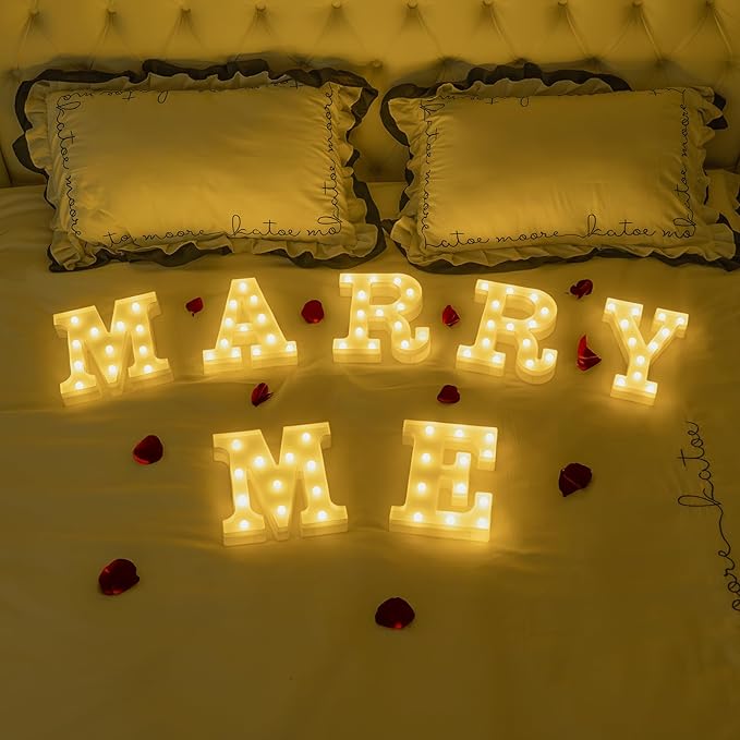 Foaky LED Letter Lights Sign Marquee Light Up Letters Sign for Night Light Wedding/Birthday Party Battery Powered Christmas Lamp Home Bar Decoration(Y)