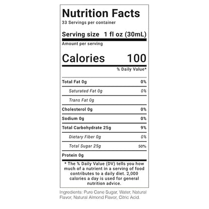 Monin - Almond Syrup, Sweet and Rich Nutty Aroma, Natural Flavors, Great for Coffee Drinks and Specialty Cocktails, Non-GMO, Gluten-Free (1 Liter)