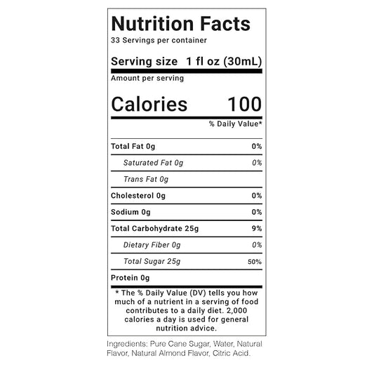 Monin - Almond Syrup, Sweet and Rich Nutty Aroma, Natural Flavors, Great for Coffee Drinks and Specialty Cocktails, Non-GMO, Gluten-Free (1 Liter)