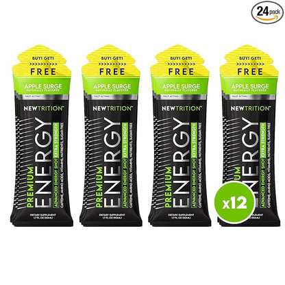 NewTrition® Extra Strength Energy Shots, 250mg Caffeine Energy Shots with Vitamin B & Amino Acids, Sugar-Free Vitamin Energy Shot, 1.7 fl oz (Pack of 12, Apple Surge)