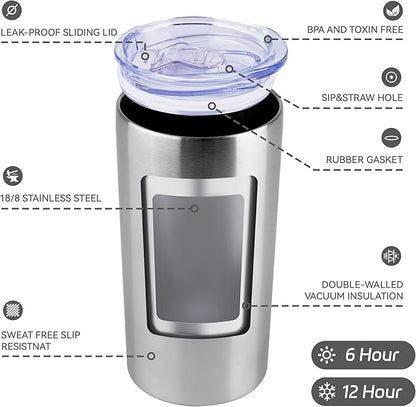HASLE OUTFITTERS 12oz Skinny Tumbler Bulk, Slim Tumblers Set with Lid, Double Wall Stainless Steel Insulated Travel Coffee Mug, Durable Powder Coated Travel Water Cup(Stainless Steel, 12)