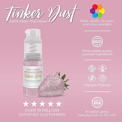 Bakell - Soft Pink Tinker Dust (4g, 1x Mini Spray Pump) Edible Glitter for Food, Desserts, and Beverages!