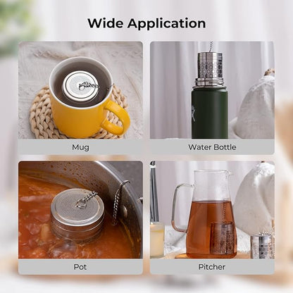Reinmoson Large Tea Infuser for Loose Tea & Spice Infuser for Cooking, Extra Fine Mesh Tea Strainers, 304 Stainless Steel Loose Leaf Tea Steeper for Black Tea, Rooibos, etc