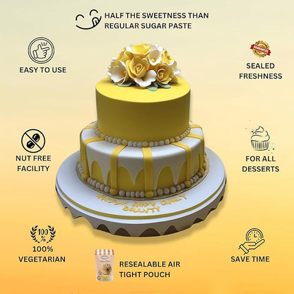Confect Sunshine Yellow Fondant | Icing Fondant | Colored Fondant | Fondant Kit | Cake Fondant | Chef's Choice Edible Fondant for Cake Decorating | Vegan, Gluten-Free, Nut-Free, Palm Oil-Free – 8.8 oz