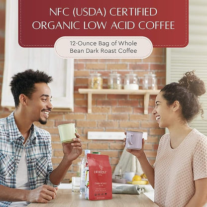 Lifeboost Dark Roast Whole Bean Coffee - Non-GMO Low Acid Single Origin USDA Organic Coffee - Third Party Tested For Mycotoxins & Pesticides - 12 Ounces (Pack of 3)