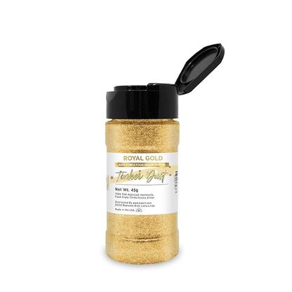 BAKELL Royal Gold Edible Glitter, 45 Grams | TINKER DUST Edible Glitter | KOSHER Certified | 100% Edible Glitter | Cakes, Cupcakes, Cake Pops, Drinks, Dessert Vegan Glitter & Dusts (45g Shaker, Royal Gold)