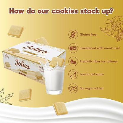ChocZero Chocolate Cookies, White Chocolate Jolies, Gluten Free, No Added Sugar, 20 Crispy Chocolate Filled Keto Cookies Per Box, 8 Ounce (Pack of 1)