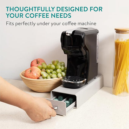 Navaris Coffee Pod Holder, Grey - Compact, Space Saving Coffee Capsule Storage Holders - Durable Espresso Organiser Station - Coffee Machine Drawer Ideal for Small Kitchens