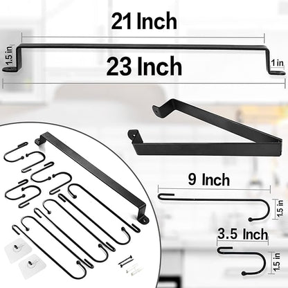 AJART Coffee Cup Holder Wall-Mounted: Hanging Coffee Mug Wall Rack - 23 Inch Coffee Cup Rack Storage Organizer