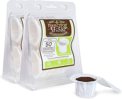 Perfect Pod EZ-Cup Disposable Paper Filters with Patented Lid Design for Reusable Coffee Pods (2)