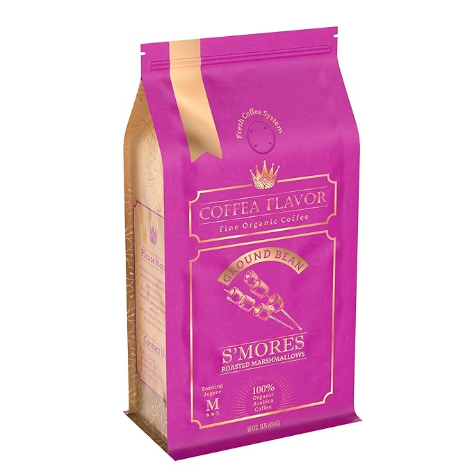 Flavored Ground Coffee – S'mores, 100% Arabica, Single Origin, Medium Roast, USDA Organic, Naturally Flavored – by Coffea Flavor
