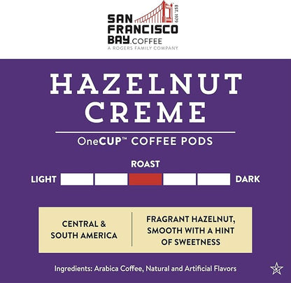 San Francisco Bay Compostable Coffee Pods - Hazelnut Crème (36 Ct) K Cup Compatible including Keurig 2.0, Flavored, Medium Roast