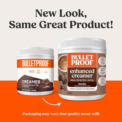 Bulletproof Mocha Creamer, 14.8 Ounces, Keto Coffee Creamer with MCT Oil, Grass-Fed Butter, and Real Cocoa, Supports Brain Function, Packaging May Vary