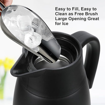 Thermal Coffee Carafe, Updated Insulated Stainless Steel Coffee Carafes for Keeping Hot Coffee & Water Hot Beverage-12Hours, Double Walled Vacuum Coffee Carafe (black)