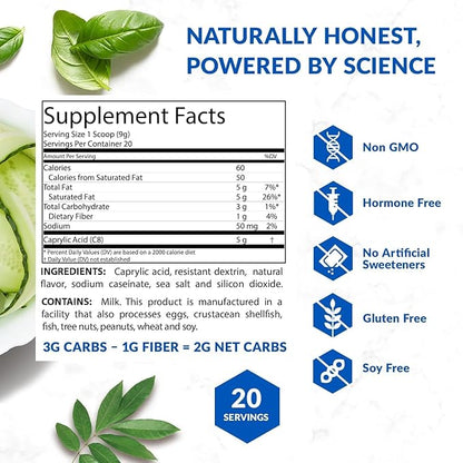 BioTrust Keto Elevate – C8 MCT Oil Powder – Ketogenic MCT Coffee Creamer, Keto Coffee Creamer – Clean Energy, Mental Focus & Clarity – 100% Caprylic Acid MCT Powder, Non-GMO (Unflavored, 40 Servings)