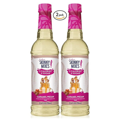 Jordan's Skinny Syrups Sugar Free Coffee Syrup, Caramel Pecan Flavor Drink Mix, Zero Calorie Flavoring for Chai Latte, Protein Shake, Food & More, Gluten Free, Keto Friendly, 25.4 Fl Oz, 2 Pack