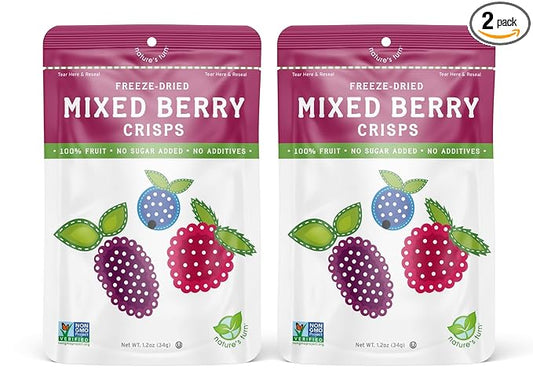 Nature’s Turn Freeze-Dried Fruit Snacks, Mixed Berry Crisps, Pack of 2 (1.2 oz Each)