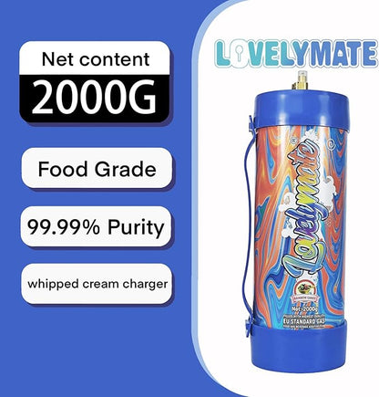 Whipped Cream Charger Tank 3.3L 2000G Whip Cream Charger Cylinder Food Grade Flavored (Tips Included) (8, Rainbow candy)