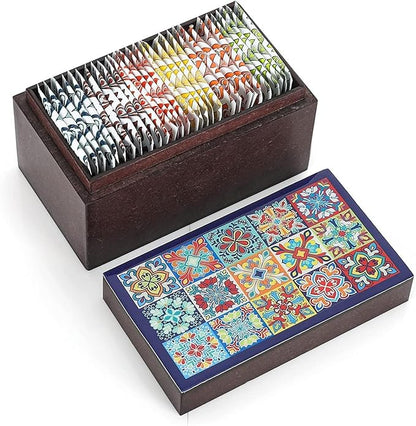 Octavius Assorted Tea Gift Set | 6 Assorted Black & Green Teas | 30 Teabags | Wooden Tea Sampler Pack w/Tile Motif Design | Pack of 2 | Mothers Day Tea Gift Box