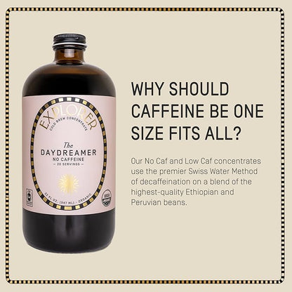 Explorer Cold Brew Decaf Coffee Concentrate & Caramel Syrup Bundle, Gluten Free Instant Liquid Mix, Drink Iced or Hot