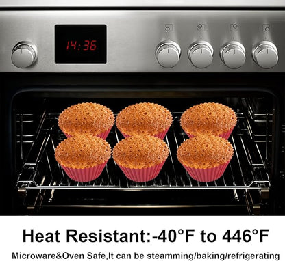 Nalchois Silicone Cupcake Baking Cups 12 Pack, Wine Red Reusable Silicone Muffin Cupcake Liners，Non-Stick Easy Release Silicone Baking Molds BPA Free for Cupcakes Muffins Pudding Tart Jelly Mousse