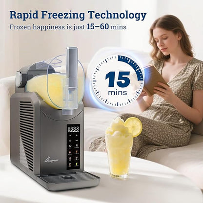 Slushie Machine for Home, 81oz Frozen Drink Machine with 6 Preset Programs, 6 Hours Timer for Margarita, Slushie, Frappé and More, No Ice Needed, Easy To Use & Clean (Gunmetal)