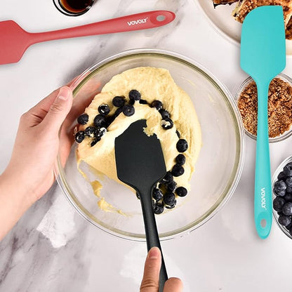 Silicone Spatula for Kitchen, 600°F Heat resistant Spatulas for Baking, Cooking, Scraping,and Mixing, Non Stick Kitchen Utensils, BPA Free, 11.2 IN, 3 Pack, Black