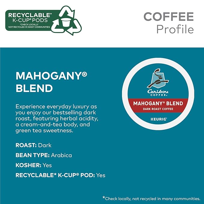 Caribou Coffee Single Serve Keurig K-Cup Pod Variety Pack, Light, Medium, and Dark Roast Coffees, 40-Count Box(Pack of 1)