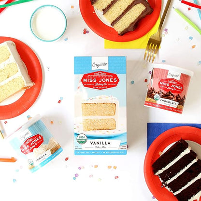 Miss Jones Baking Organic Yellow Cake and Cupcake Mix, Non-GMO, Vegan-Friendly, Moist and Fluffy: Vanilla (Pack of 2)