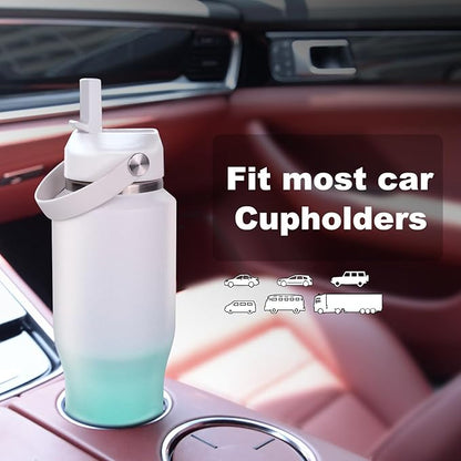 32oz Insulated Water Bottle, Fit in Any Car Cup Holder, Water Bottle with Straw Lids, Stainless Steel Insulated Water Flask Double Wall Leak-proof BPA Free to Keep Cold&Hot