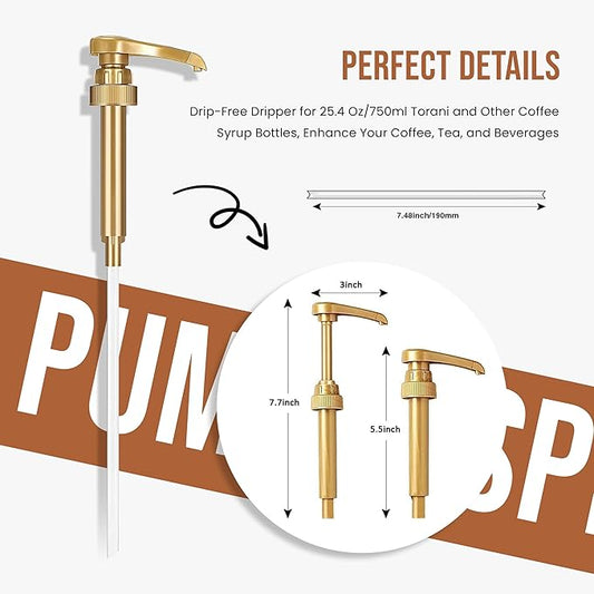 Jimoco® Syrup Pump Dispenser + Torani® Brown Sugar Cinnamon Syrup, 25.4 oz - Coffee Syrup Pump & Flavoring Bundle