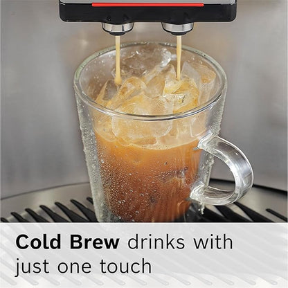 Bosch 800 Series Fully Automatic Espresso and Coffee Machine – 35 Drinks, Cold Brew, Double Cup, Milk Hose, Ceramic Grinder, Smart Features, in Black TPU60309