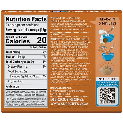 Simply Desserts Butterscotch Instant Pudding, Sugar-Free, 6-Pack – Healthy Dessert, Keto Snacks, Vegan & Diabetic-Friendly, Kosher, 1.7 Oz Ea