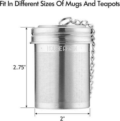 House Again Large Tea Infuser, Extra Fine Mesh Tea Strainers for Loose Tea, 18/8 Stainless Steel Tea Strainer with Extended Chain Hook, Tea Steeper for Brew Tea, Spices & Seasonings, for Multi Cups