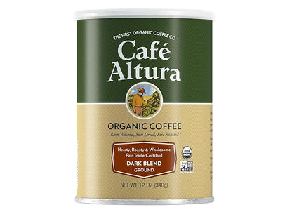 Cafe Altura Organic Coffee, Fair Trade Dark Blend, Ground Coffee, 12 Ounce Can