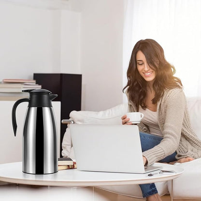 70 oz Thermal Coffee Carafe, Updated Insulated Stainless Steel Coffee Carafes for Keeping Hot Coffee & Water Hot Beverage-12Hours, Double Walled Vacuum Coffee Carafe(Gold)
