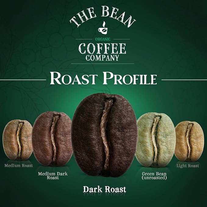 The Bean Organic Coffee Company 50/50 French Roast, 50% Decaf, Dark Roast, Whole Bean Coffee, 5-Pound Bag, USDA Organic Certified