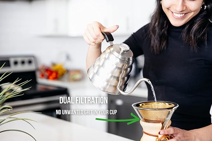 Barista Warrior Compatible with Hario V60 Pour Over Coffee Filters - Reusable Stainless Steel - Best Coffee Maker and Bar Accessories (Gold Titanium Coated)
