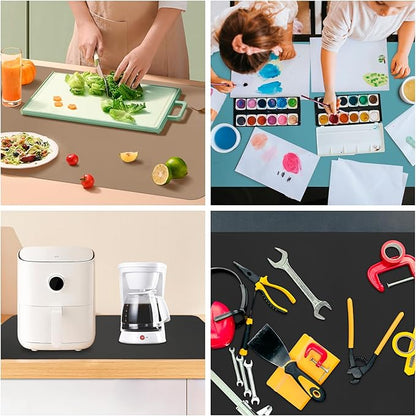 KVK 43.3×25.6in Silicone Mats for Kitchen Counter - Extra Large Silicone Mat Heat Resistant - Glossy Bottom Non Slip - Universal Painting Craft Resin Mat Table Countertop Protector, Dark Grey
