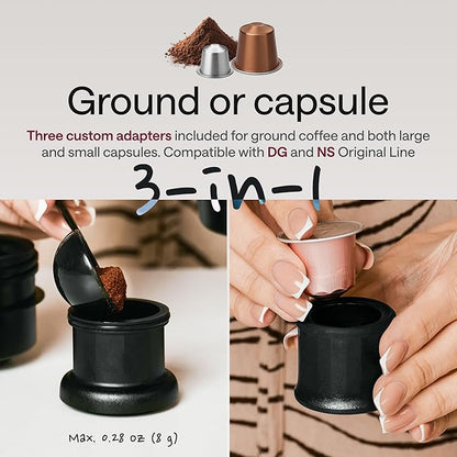 Portable Espresso Maker for Travel - Coffee Maker 5 Cup with Cold Water, 150 Cup with Preheated Water - Expresso Coffee Machine for Grounds, DG & NS Capsule - Automatic Espresso Machine, Type-C Charge