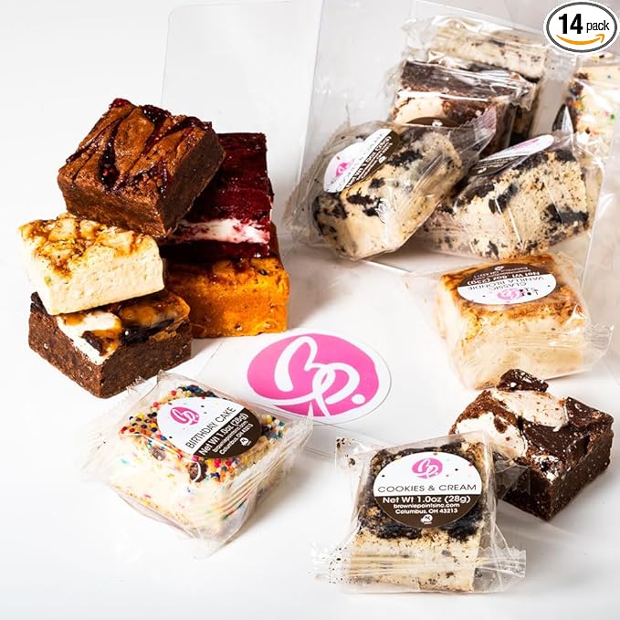 Brownie Points Box of 14 Brownies. Baked from scratch. Chocolate Fudge Brownies-Individually Wrapped (14)