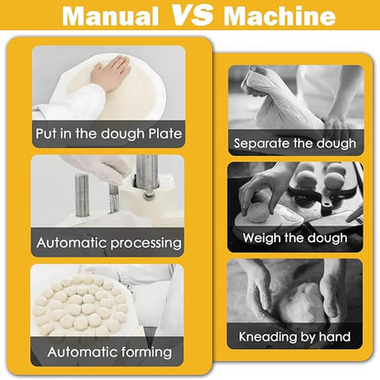 TECHTONGDA Dough Divider Rounder 36pcs Dough Ball Cutter Pizza Roll Ball Forming Machine Electric Dough Cutting and Rounding Machine for Hamburger Bread Pizza Bakery 0.7og-2.5oz