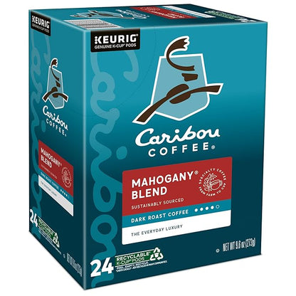 Caribou Coffee Mahogany Keurig Single-Serve K-Cup Pods, Dark Roast Coffee, 96 Count (Pack of 4)