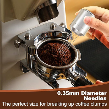WDT Espresso Distribution Tools Espresso Stirrer Tool WDT Coffee Distributor for Barista Espresso Machine Accessories 9*0.35mm Espresso Grounds Stirrer with Extra 9 Replaceable Needles,Silver