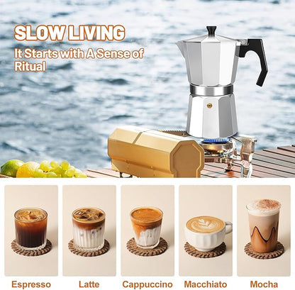 12 Cup Aluminum Espresso Stovetop Moka Pot Express Coffee Maker Percolator Italian Classic Mocha Coffee Machine for Italian and Cuban Cafe Brewing for Home & Camping 600ml 20oz