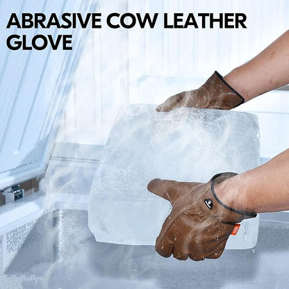 Vgo... 1-Pair Unlined Safety Cow Grain Leather Work Gloves Men, Rigger Gloves, Builder Gloves, Water Resistant, Palm Patched (Size S, Brown, CA9597WP)