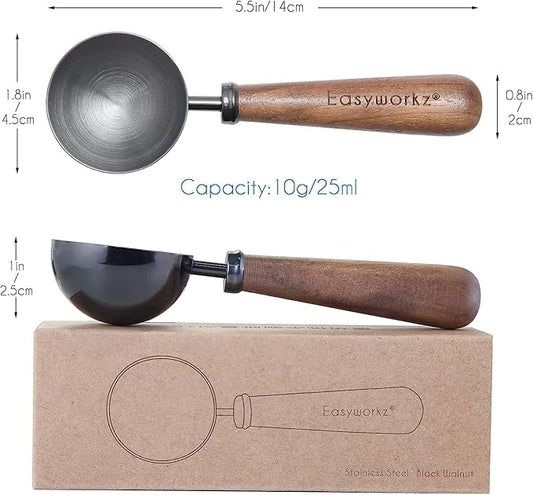 Easyworkz Retro Stainless Steel Coffee Spoon With Black Walnut Handle,10g - Measuring Spoon (Gunmetal)