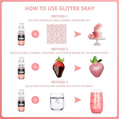 Edible Glitter Spray - 3/4oz Luster Dust Edible Food Grade Glitter Shimmer Dust Powder for Cocktails, Drinks, Cake Decorating - Metallic Food Coloring Powder for Wine, Candy, Cookie, Icing (Green)