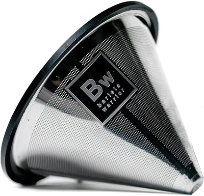 Barista Warrior Compatible for Chemex & Hario V60 Pour Over Coffee Filters - Reusable Stainless Steel - Best Coffee Maker and Bar Accessories (Silver)